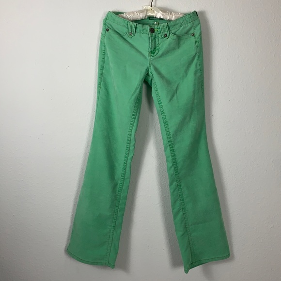 RARE Vintage LEI Originals sea-foam green corduroy Flare Jeans Sz 3 juniors boho - Picture 5 of 12